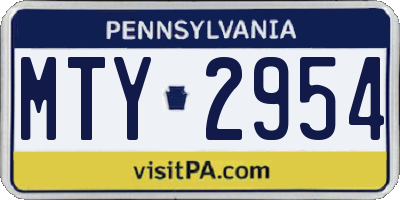 PA license plate MTY2954
