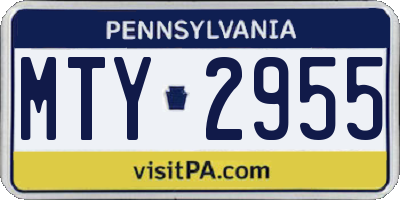 PA license plate MTY2955