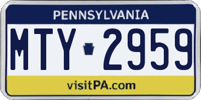 PA license plate MTY2959