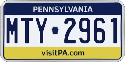 PA license plate MTY2961