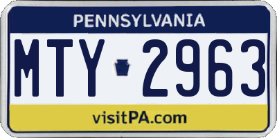 PA license plate MTY2963