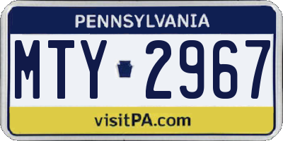 PA license plate MTY2967