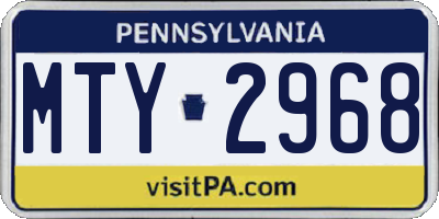 PA license plate MTY2968