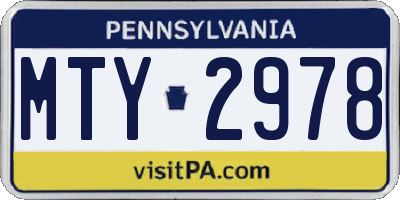 PA license plate MTY2978