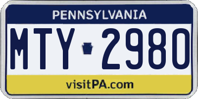 PA license plate MTY2980