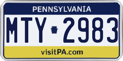 PA license plate MTY2983