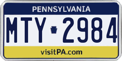 PA license plate MTY2984