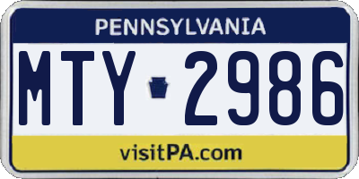 PA license plate MTY2986