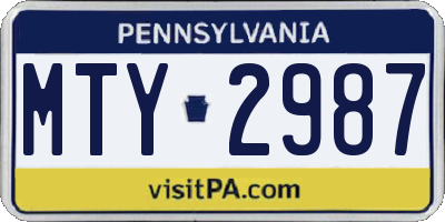 PA license plate MTY2987