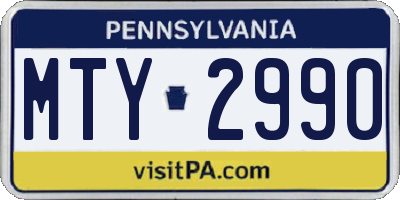 PA license plate MTY2990
