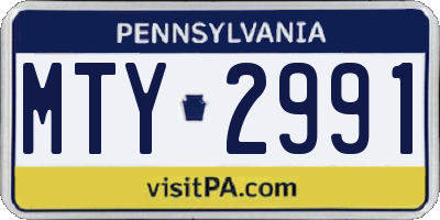 PA license plate MTY2991