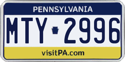 PA license plate MTY2996