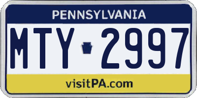PA license plate MTY2997