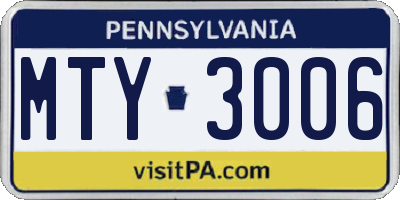 PA license plate MTY3006