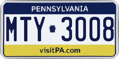 PA license plate MTY3008