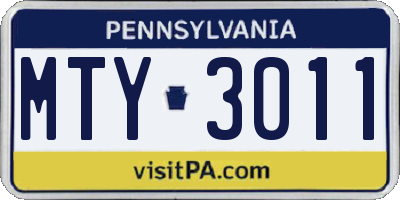 PA license plate MTY3011