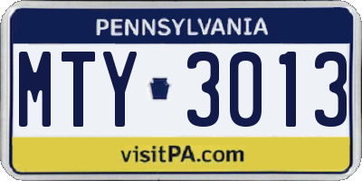 PA license plate MTY3013