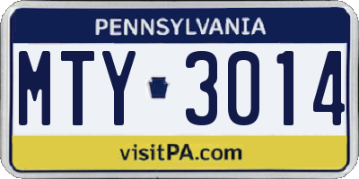 PA license plate MTY3014
