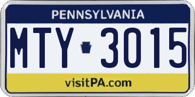 PA license plate MTY3015