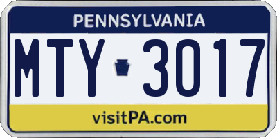 PA license plate MTY3017
