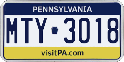 PA license plate MTY3018