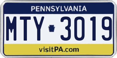 PA license plate MTY3019