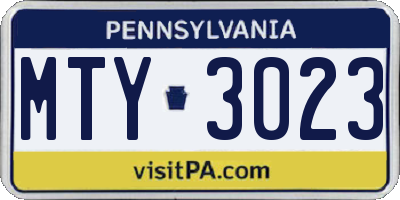 PA license plate MTY3023