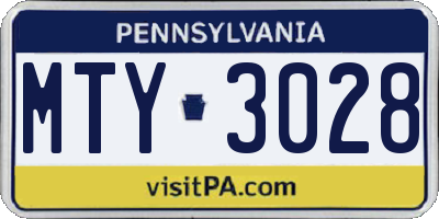 PA license plate MTY3028