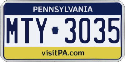PA license plate MTY3035