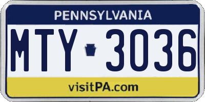 PA license plate MTY3036