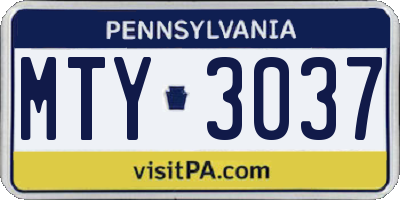 PA license plate MTY3037
