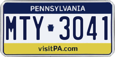 PA license plate MTY3041