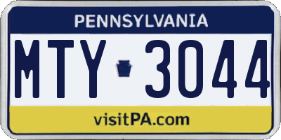 PA license plate MTY3044