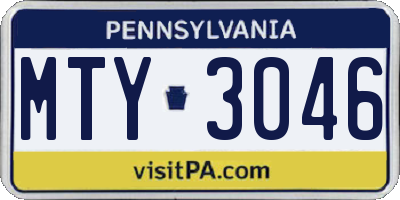 PA license plate MTY3046
