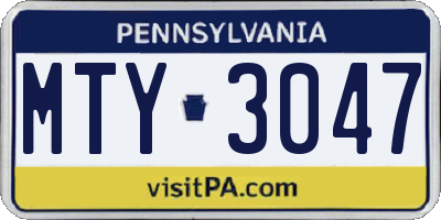 PA license plate MTY3047