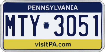 PA license plate MTY3051