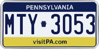 PA license plate MTY3053