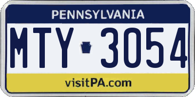 PA license plate MTY3054
