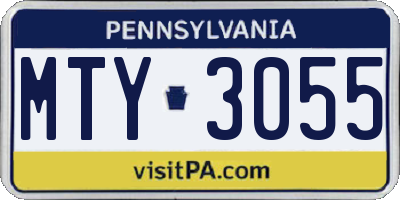 PA license plate MTY3055