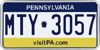 PA license plate MTY3057