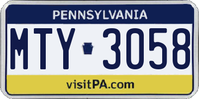 PA license plate MTY3058