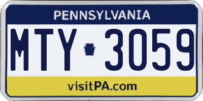PA license plate MTY3059