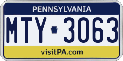 PA license plate MTY3063
