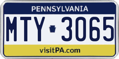 PA license plate MTY3065