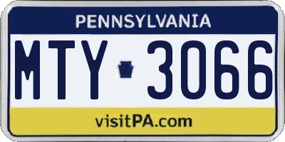 PA license plate MTY3066
