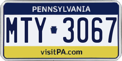PA license plate MTY3067