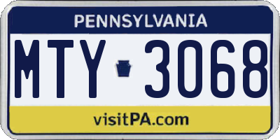 PA license plate MTY3068