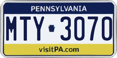 PA license plate MTY3070