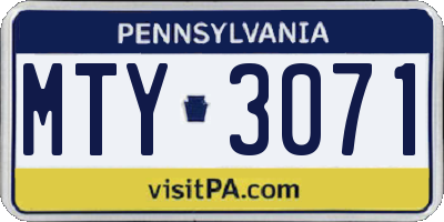 PA license plate MTY3071