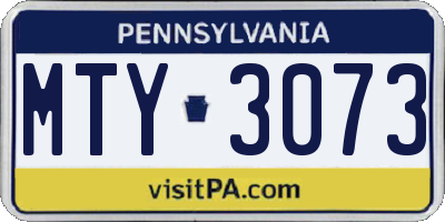 PA license plate MTY3073